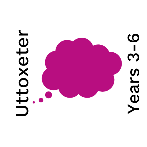Pink thought bubble + Uttoxeter School Years 3 - 6